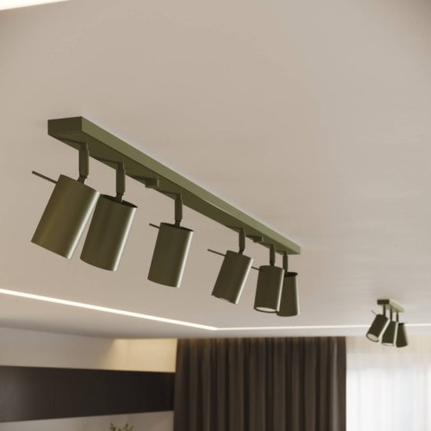 PLAFON LAMPA SUFITOWA LUMINUS, ZIELONY OLIWKOWY, 3xGU10, RING, LOFT, STAL