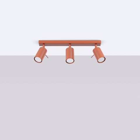 PLAFON LAMPA SUFITOWA LUMINUS, 3XGU10, CZERWONA, REGULOWANA, LOFT, TUBA