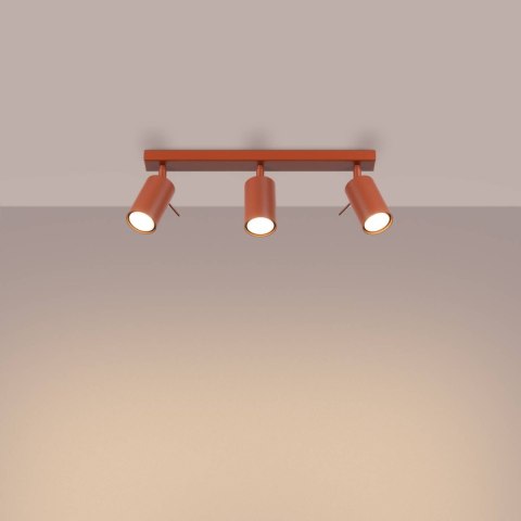 PLAFON LAMPA SUFITOWA LUMINUS, 3XGU10, CZERWONA, REGULOWANA, LOFT, TUBA