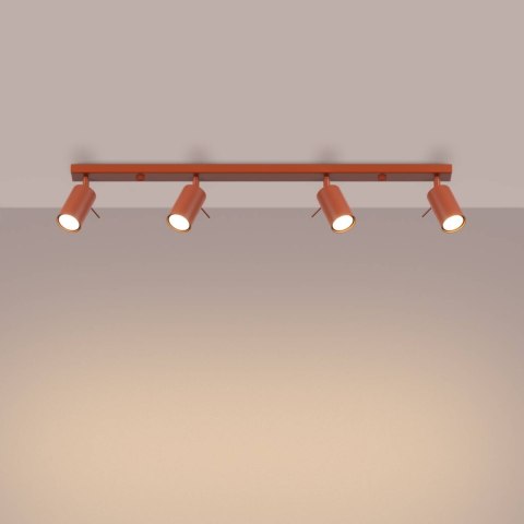 PLAFON SUFITOWY LUMINUS 4XGU10 CZERWONY, LAMPA REFLEKTOR, REGULOWANA, LOFT