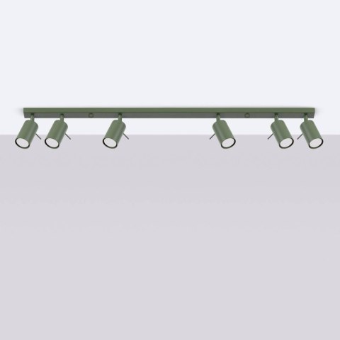 PLAFON SUFITOWY LUMINUS, 6XGU10, OLIWKOWY, NOWOCZESNY, LOFT, STAL, 117CM