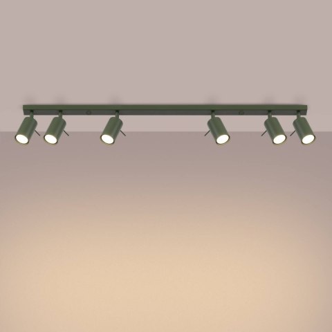 PLAFON SUFITOWY LUMINUS, 6XGU10, OLIWKOWY, NOWOCZESNY, LOFT, STAL, 117CM