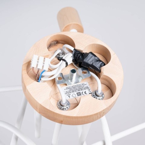 ŻYRANDOL LAMPA SUFITOWA LUMINOS, DREWNO, METAL, 5XE27, BIAŁA, LOFT, SALON