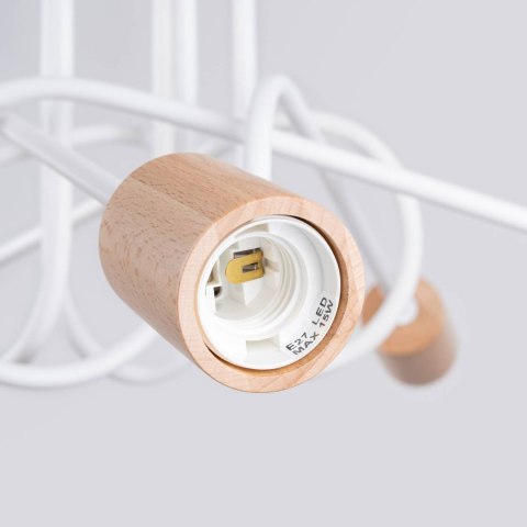 ŻYRANDOL LAMPA SUFITOWA LUMINOS, DREWNO, METAL, 5XE27, BIAŁA, LOFT, SALON