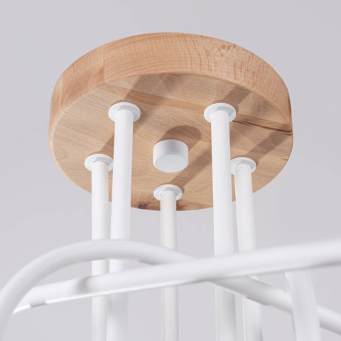 ŻYRANDOL LAMPA SUFITOWA LUMINOS, DREWNO, METAL, 5XE27, BIAŁA, LOFT, SALON