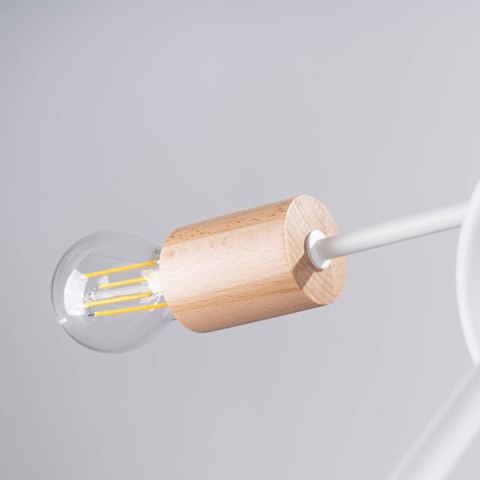 ŻYRANDOL LAMPA SUFITOWA LUMINOS, DREWNO, METAL, 5XE27, BIAŁA, LOFT, SALON