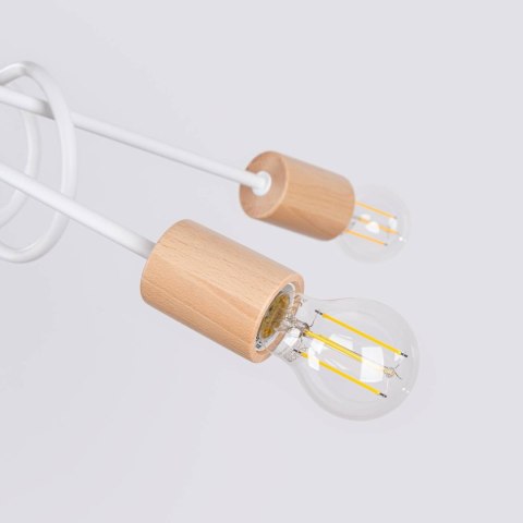ŻYRANDOL LAMPA SUFITOWA LUMINOS, DREWNO, METAL, 5XE27, BIAŁA, LOFT, SALON