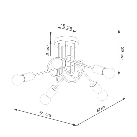 ŻYRANDOL LAMPA SUFITOWA LUMINOS, DREWNO, METAL, 5XE27, BIAŁA, LOFT, SALON