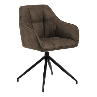 ELEGANCKIE KRZESŁO OBROTOWE DO JADALNI, BRĄZOWE, Z PODŁOKIETNIKAMI, LOFT