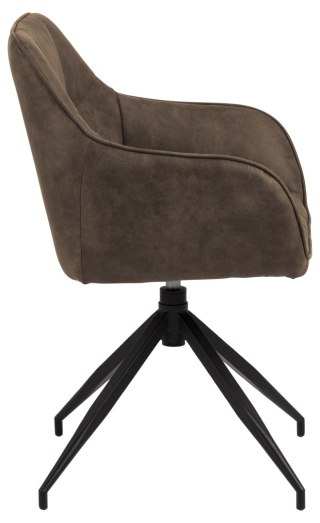 ELEGANCKIE KRZESŁO OBROTOWE DO JADALNI, BRĄZOWE, Z PODŁOKIETNIKAMI, LOFT