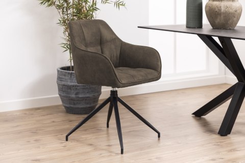 ELEGANCKIE KRZESŁO OBROTOWE DO JADALNI, BRĄZOWE, Z PODŁOKIETNIKAMI, LOFT ELEGANCKIE KRZESŁO OBROTOWE DO JADALNI, BRĄZOWE, Z PODŁOKIETNIKAMI, LOFT