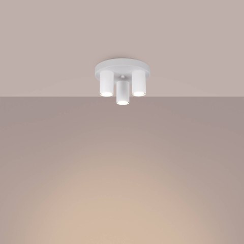 LAMPA SUFITOWA PLAFON MODERNA, BIAŁA, 3XGU10, TUBA, LOFT, STAL, DO SALONU