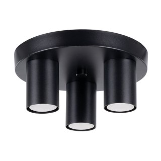 LAMPA SUFITOWA MODERNA, PLAFON CZARNY, 3XGU10, LOFT, NOWOCZESNA, TUBA, STAL