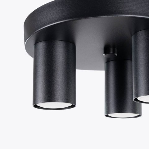 LAMPA SUFITOWA MODERNA, PLAFON CZARNY, 3XGU10, LOFT, NOWOCZESNA, TUBA, STAL