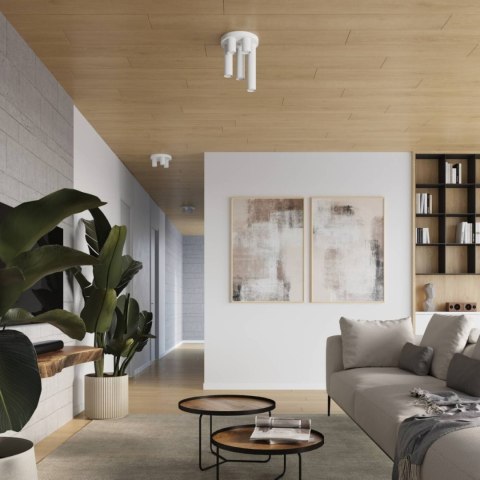 PLAFON LAMPA SUFITOWA MODERNA LAGOS, BIAŁA TUBA, LOFT, GU10, DO SALONU