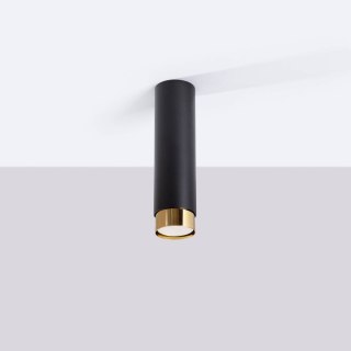 PLAFON LAMPA SUFITOWA LUMINA NERO, CZARNY ZŁOTY, TUBA, GU10, NOWOCZESNY