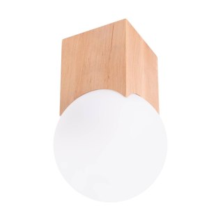 PLAFON LAMPA SUFITOWA AURA DREWNO SZKŁO KULA G9, BIAŁA, SKANDYNAWSKA, SALON