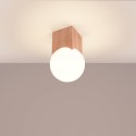PLAFON LAMPA SUFITOWA AURA DREWNO SZKŁO KULA G9, BIAŁA, SKANDYNAWSKA, SALON