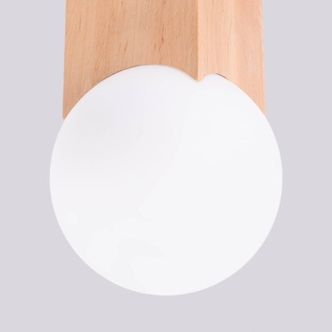 PLAFON LAMPA SUFITOWA AURA DREWNO SZKŁO KULA G9, BIAŁA, SKANDYNAWSKA, SALON