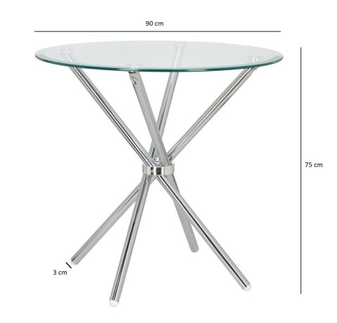 OKRĄGŁY SZKLANY STÓŁ, CHROMOWANE NOGI, DO SALONU, NOWOCZESNY, 90 CM OKRĄGŁY SZKLANY STÓŁ, CHROMOWANE NOGI, DO SALONU, NOWOCZESNY, 90 CM