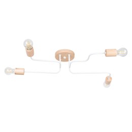 ŻYRANDOL LAMPA SUFITOWA AETHEL, LOFT, DREWNO, BIAŁA, 4XE27, SALON, DESIGN