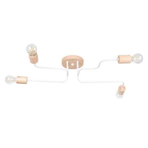 ŻYRANDOL LAMPA SUFITOWA AETHEL, LOFT, DREWNO, BIAŁA, 4XE27, SALON, DESIGN