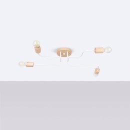 ŻYRANDOL LAMPA SUFITOWA AETHEL, LOFT, DREWNO, BIAŁA, 4XE27, SALON, DESIGN