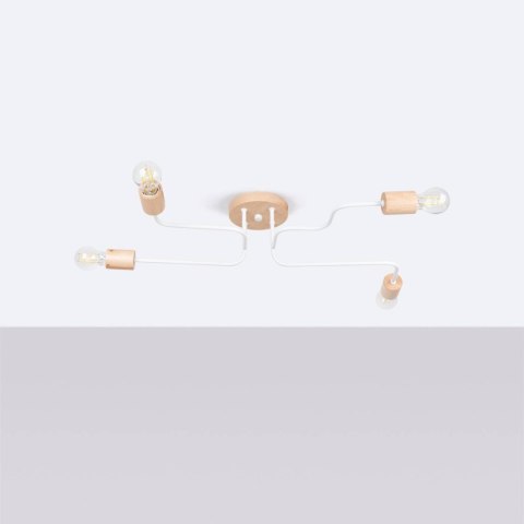 ŻYRANDOL LAMPA SUFITOWA AETHEL, LOFT, DREWNO, BIAŁA, 4XE27, SALON, DESIGN