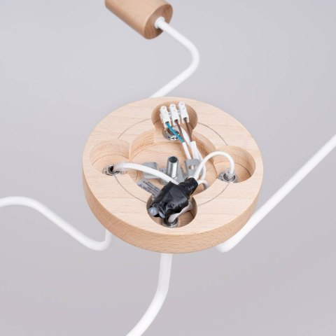 ŻYRANDOL LAMPA SUFITOWA AETHEL, LOFT, DREWNO, BIAŁA, 4XE27, SALON, DESIGN