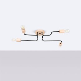 ŻYRANDOL AETHEL, LAMPA SUFITOWA LOFT, DREWNO, CZARNA, 4XE27, DO SALONU