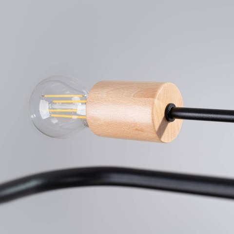 ŻYRANDOL AETHEL, LAMPA SUFITOWA LOFT, DREWNO, CZARNA, 4XE27, DO SALONU