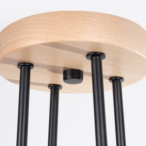 ŻYRANDOL AETHEL, LAMPA SUFITOWA LOFT, DREWNO, CZARNA, 4XE27, DO SALONU