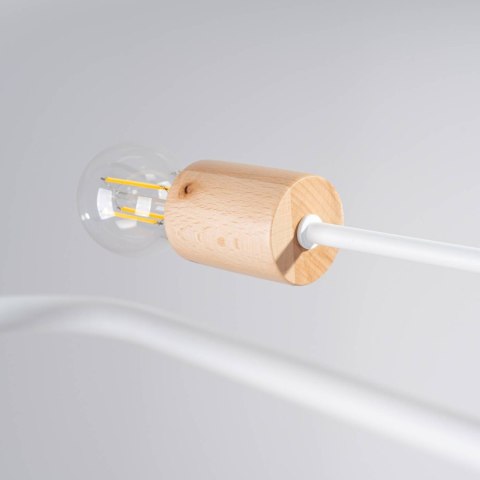 ŻYRANDOL LOFT AETHEL 8 PŁOMIENI, BIAŁY, DREWNO, STAL, SALON, JADALNIA, E27