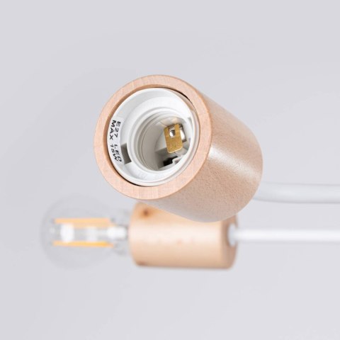 ŻYRANDOL LOFT AETHEL 8 PŁOMIENI, BIAŁY, DREWNO, STAL, SALON, JADALNIA, E27