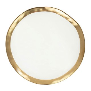 TALERZ PORCELANOWY KARE AURELIA 38 CM, BIAŁO-ZŁOTY, ELEGANCKI, NOWOCZESNY