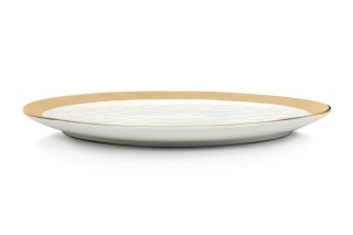TALERZ PORCELANOWY KARE AURELIA 38 CM, BIAŁO-ZŁOTY, ELEGANCKI, NOWOCZESNY