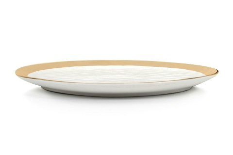 TALERZ PORCELANOWY KARE AURELIA 38 CM, BIAŁO-ZŁOTY, ELEGANCKI, NOWOCZESNY