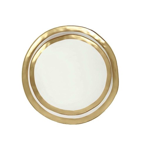 TALERZ PORCELANOWY KARE AURELIA 38 CM, BIAŁO-ZŁOTY, ELEGANCKI, NOWOCZESNY