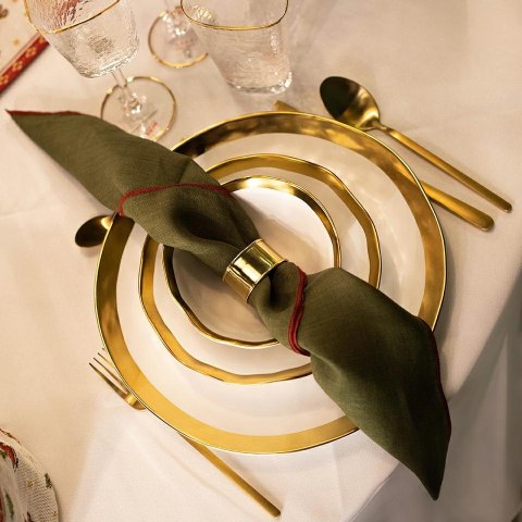 TALERZ PORCELANOWY KARE AURELIA 38 CM, BIAŁO-ZŁOTY, ELEGANCKI, NOWOCZESNY