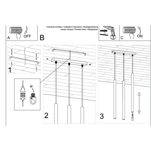 Lampa wisząca PASTELO 3L złota Lampa wisząca PASTELO 3L złota