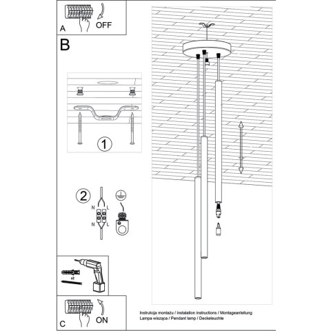 Lampa wisząca PASTELO 3P drewno Lampa wisząca PASTELO 3P drewno