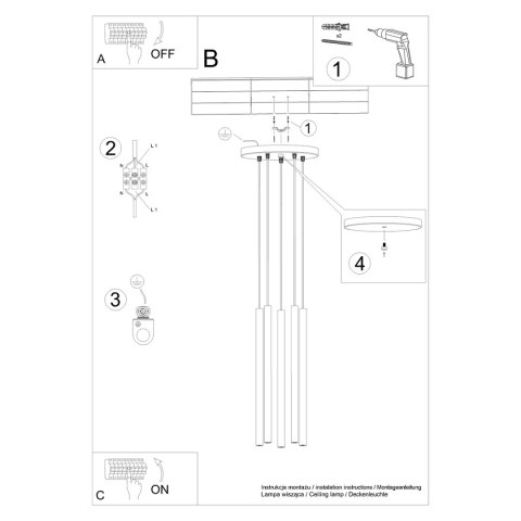 Lampa wisząca PASTELO 5P biała Lampa wisząca PASTELO 5P biała