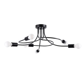 ŻYRANDOL SUFITOWY NEXUS, LAMPA LOFT, CZARNA, METALOWA, BEZ KLOSZA, E27