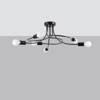 ŻYRANDOL SUFITOWY NEXUS, LAMPA LOFT, CZARNA, METALOWA, BEZ KLOSZA, E27