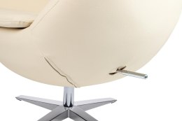 FOTEL EGG, JAJO, BEŻOWY, OBROTOWY, METAL, DO SALONU, NOWOCZESNY, EKOSKÓRA