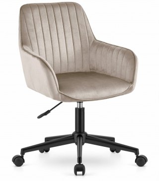 FOTEL OBROTOWY VOLANTE, BEŻOWY, WELUROWY, VELVET, DO SALONU, WYGODNY