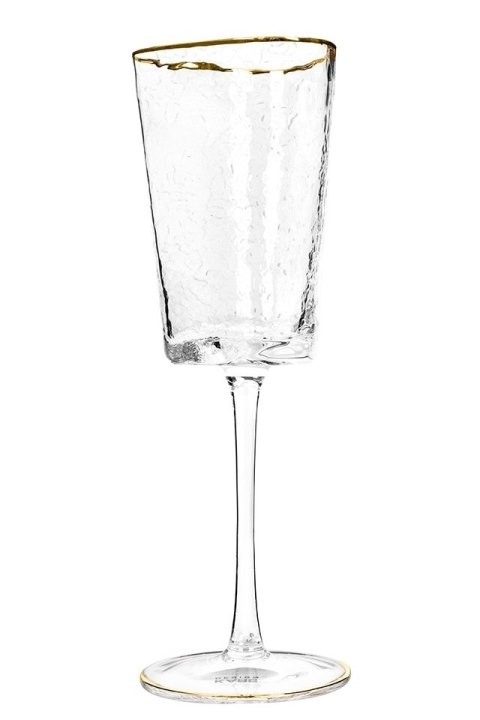 KIELISZKI DO WINA AURELIA KARE DESIGN, 300ML, KOMPLET 4 SZT, ZŁOTE, SZKLANE