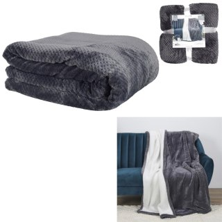 KOC SHERPA VINTER, GRUBY 2CM, SZARY, PIKOWANY, CIEPŁY, MIĘKKI, NARZUTA