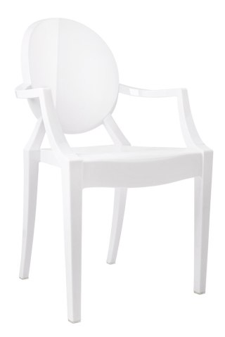 ELEGANCKIE BIAŁE KRZESŁO Z PODŁOKIETNIKAMI, DO SALONU, JADALNI, GLAMOUR