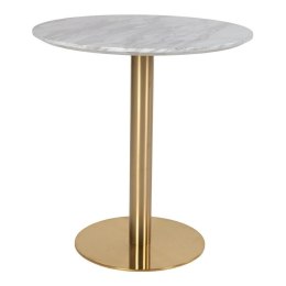 OKRĄGŁY STÓŁ GLAMOUR, ZŁOTY, BIAŁY MARMUR, DO SALONU, 70 CM, ELEGANCKI